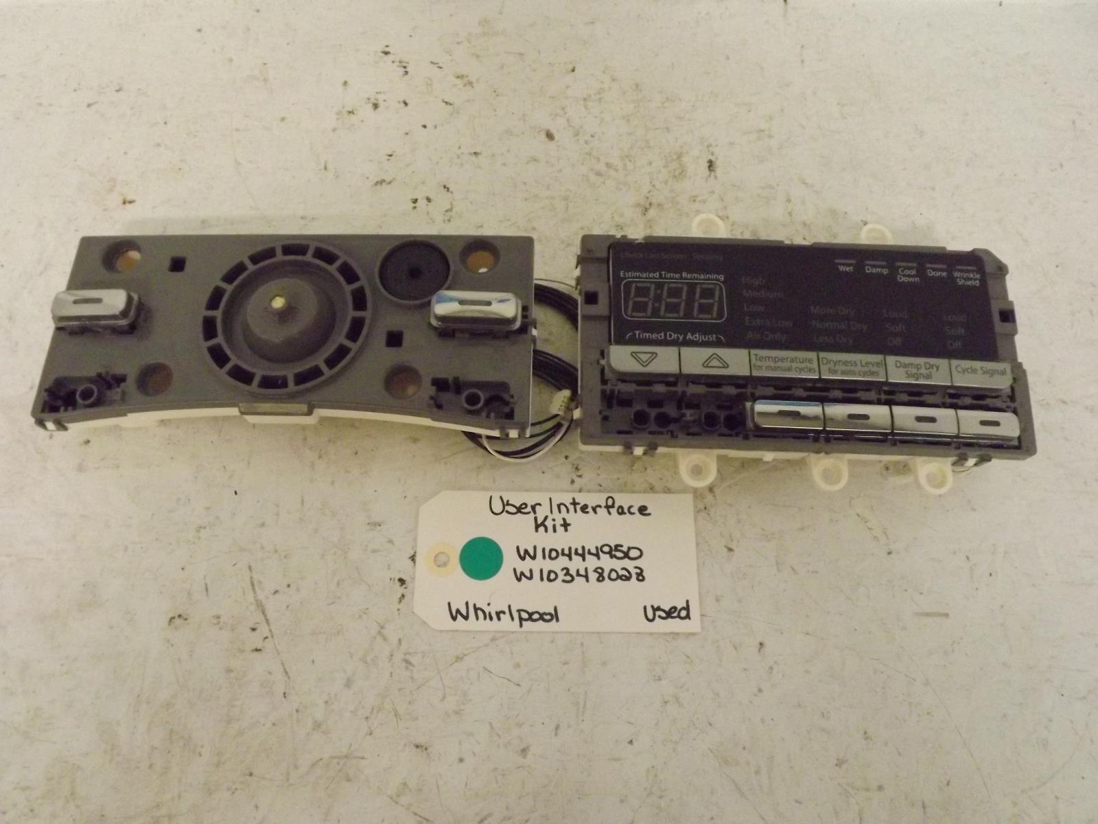Whirlpool Dryer W10444950 W10348028 W10352341 User Interface Kit Used Whirlpool Dryer W10444950 W10348028 W10352341 User Interface Kit Used